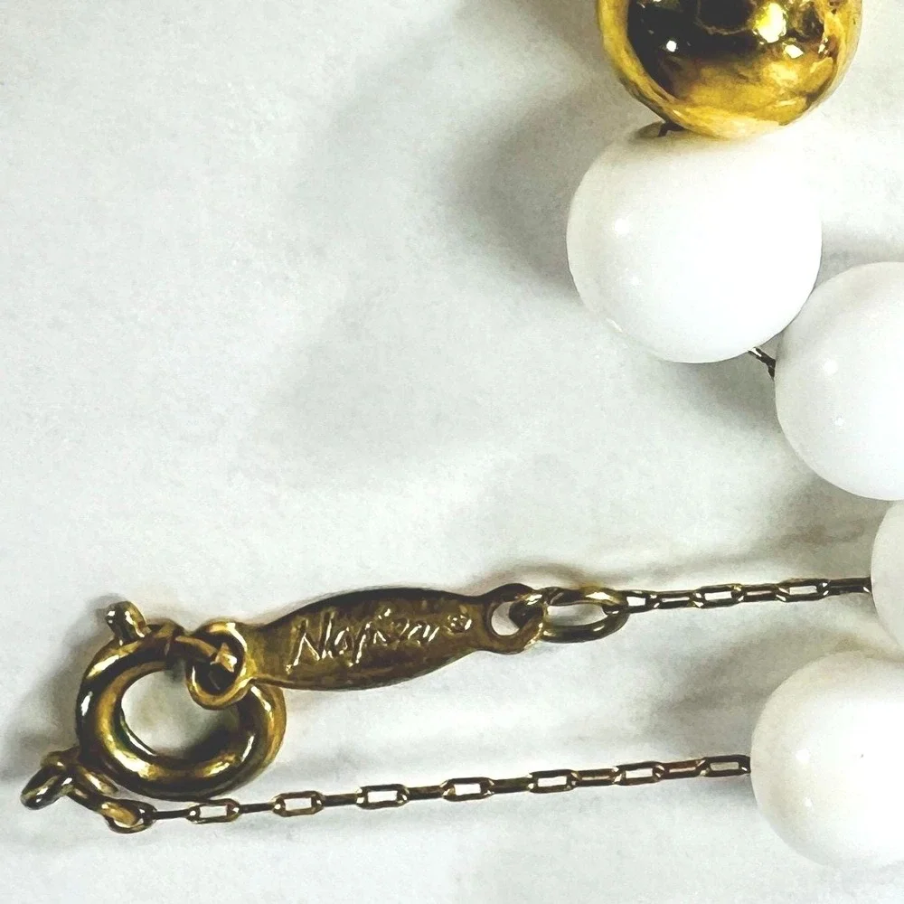 Vintage Napier Beaded Necklace White Gold Toned Chain Spring Clasp 32